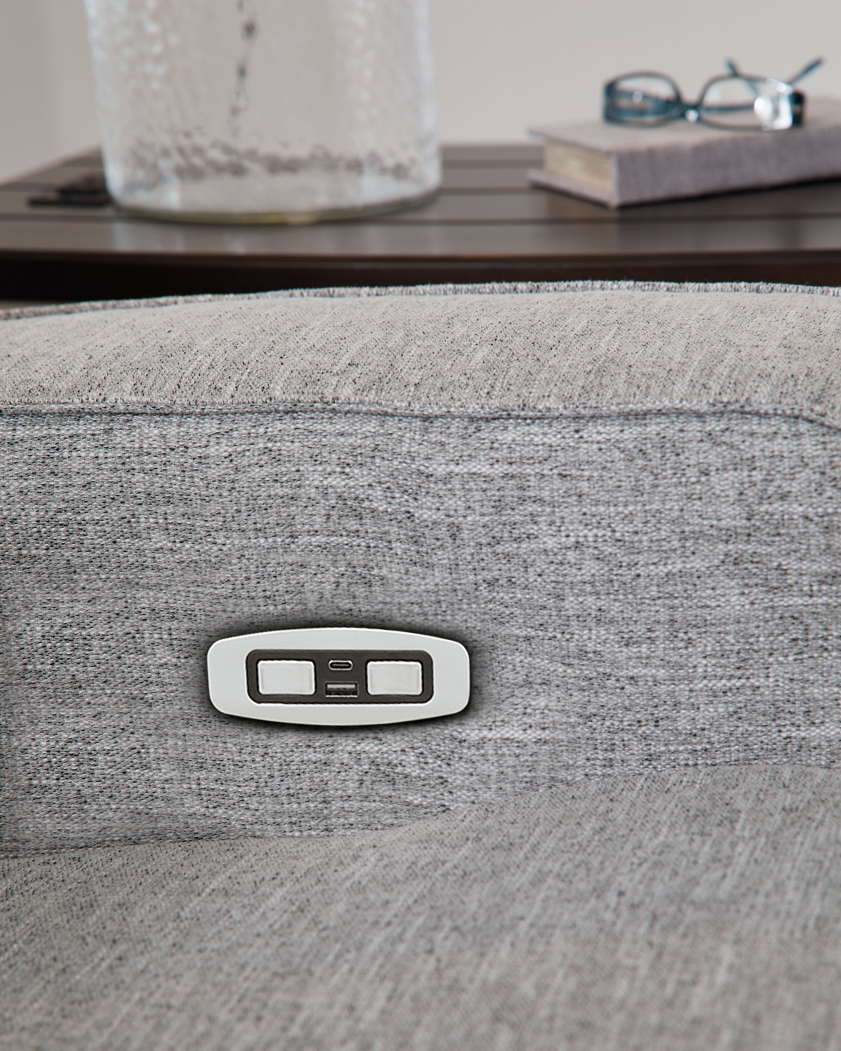 Biscoe Pewter Power Reclining Sofa and Loveseat