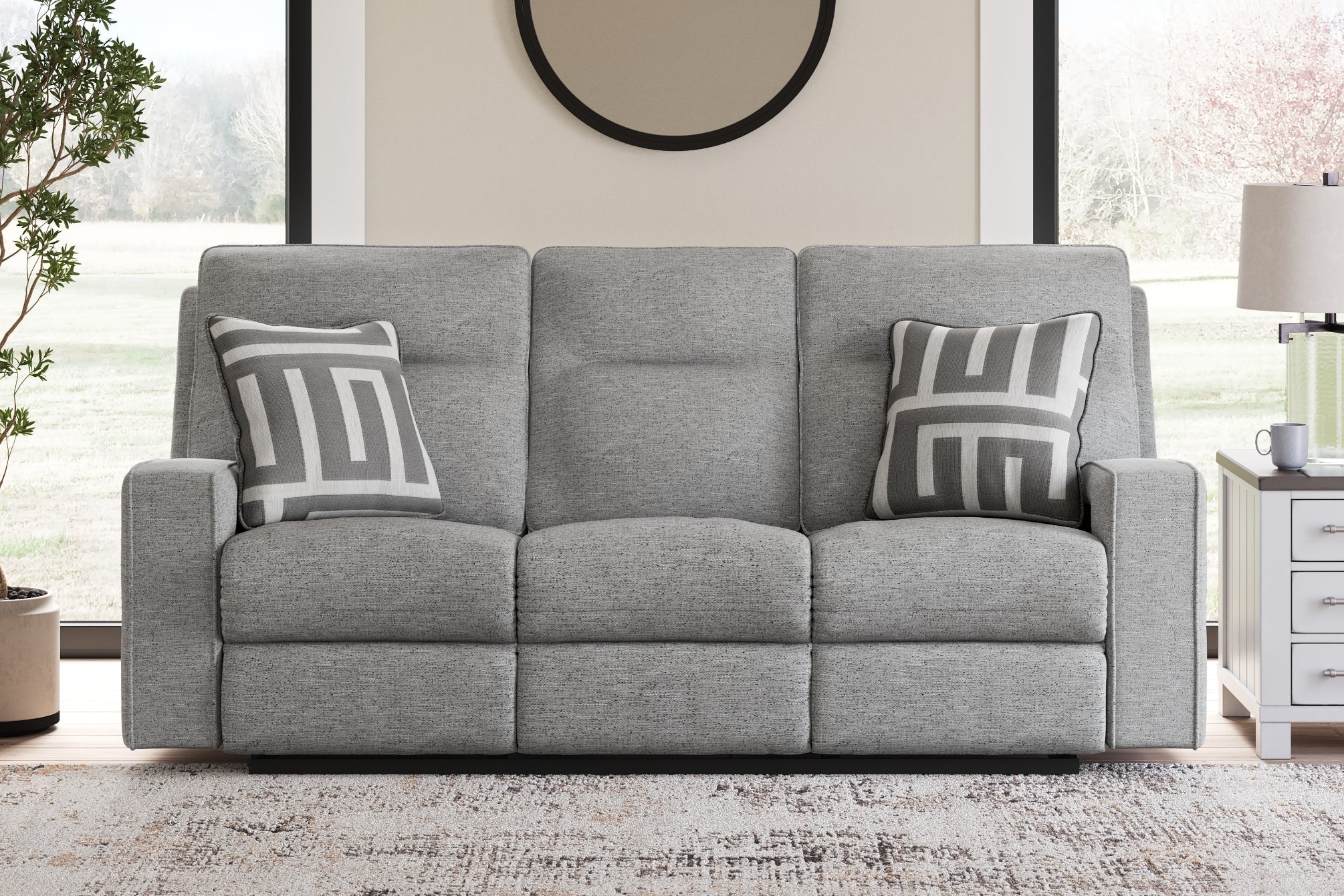 Biscoe Pewter Power Reclining Sofa and Loveseat
