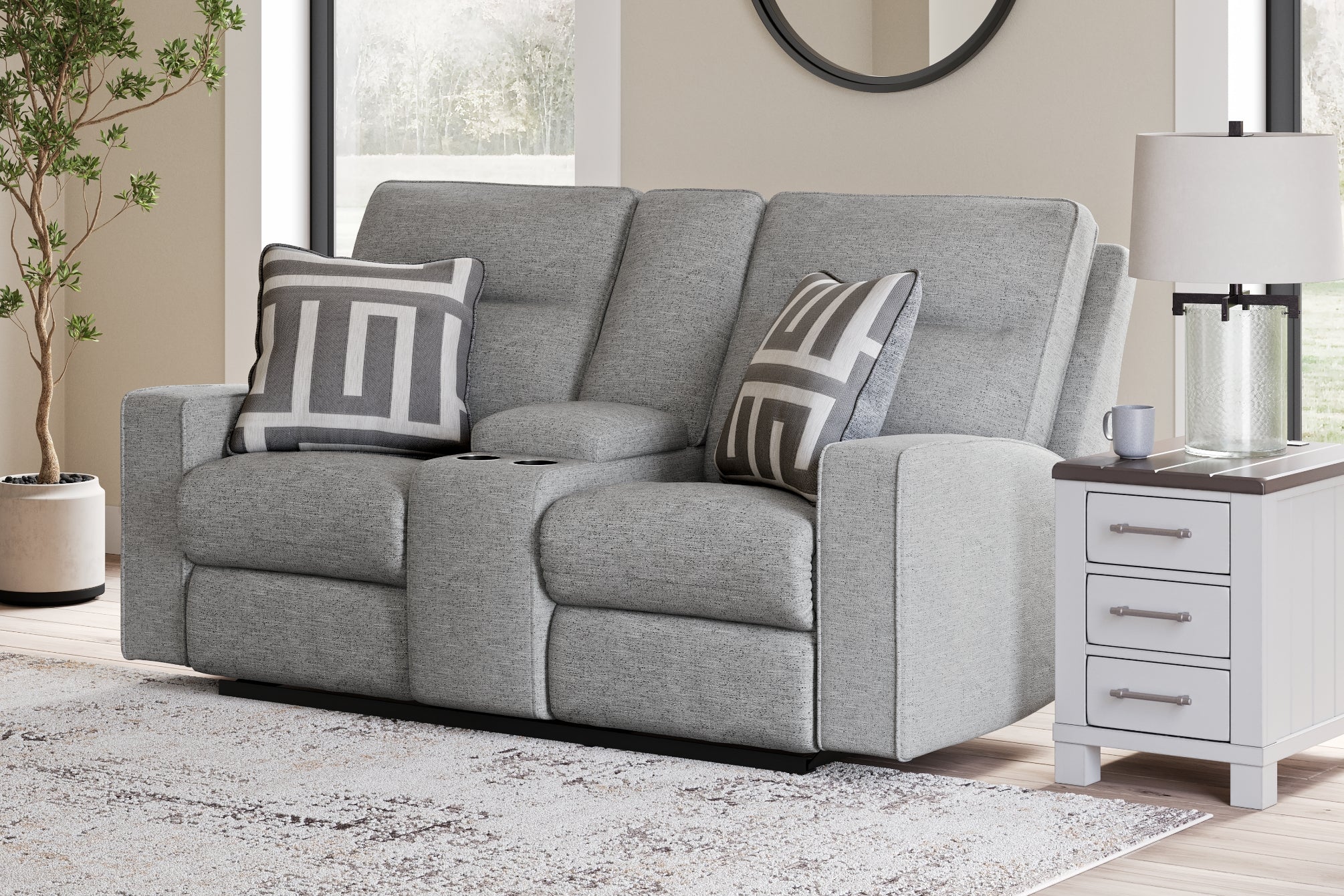 Biscoe Pewter Power Reclining Sofa and Loveseat