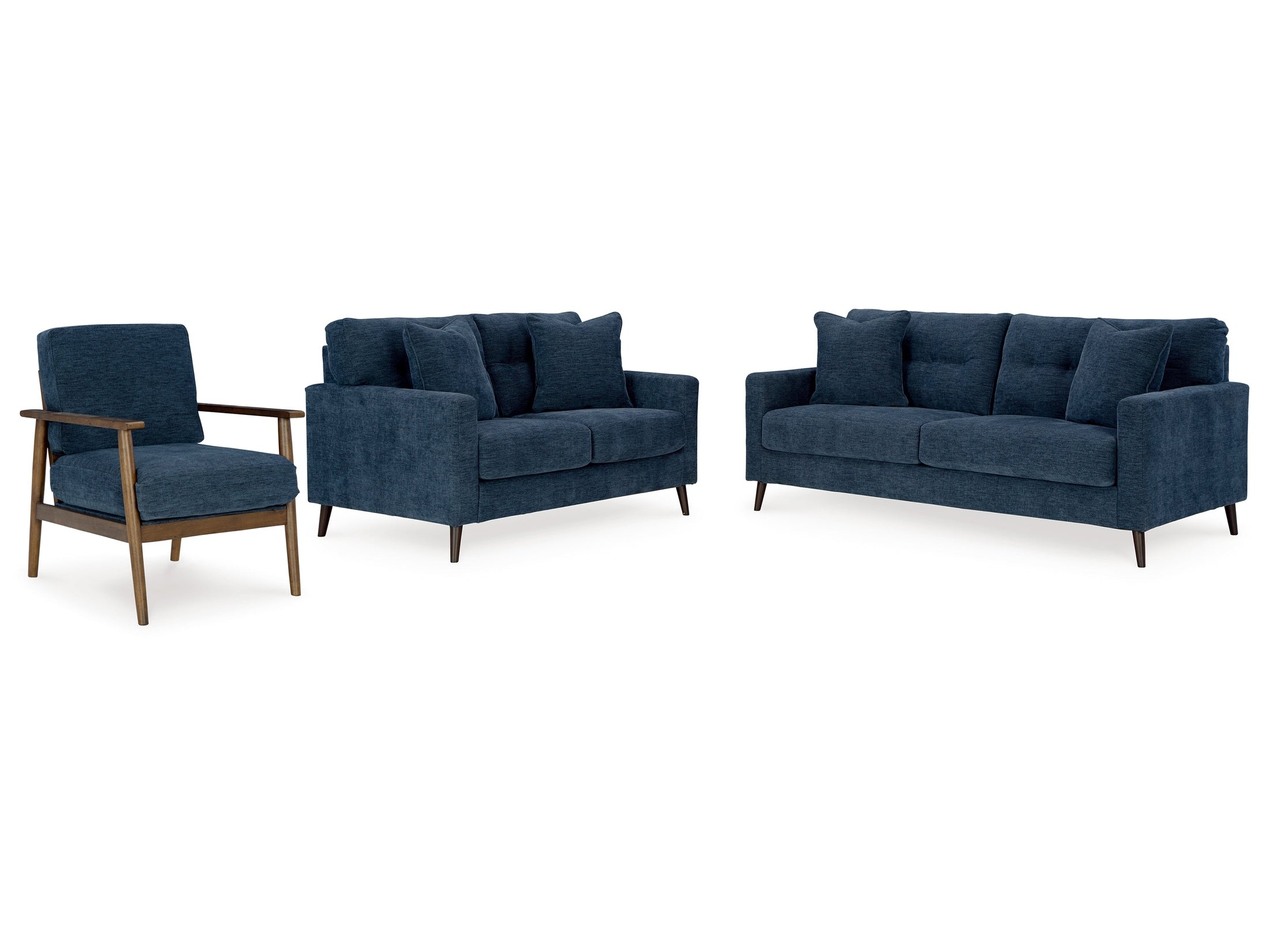 Bixler Navy Sofa, Loveseat and Chair