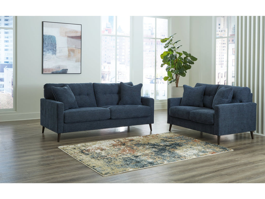 Bixler Navy Sofa and Loveseat