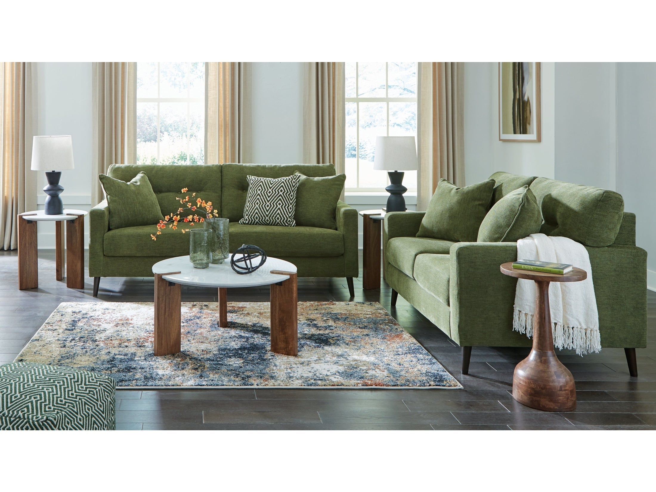 Bixler Olive Sofa and Loveseat