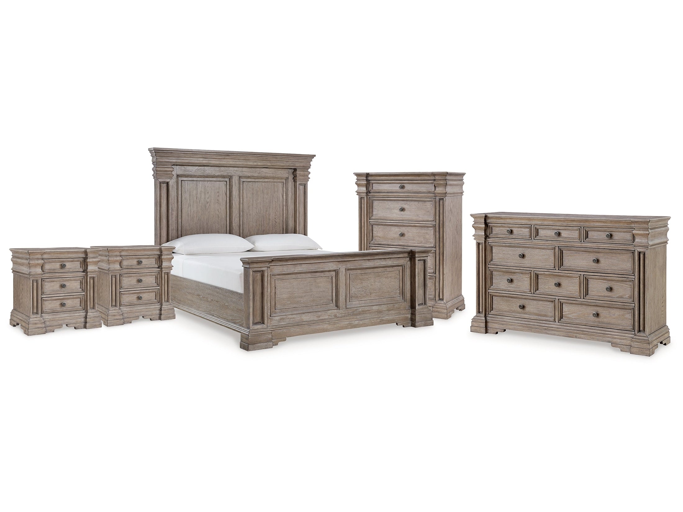 Blairhurst Light Grayish King Panel Bedroom Set, Brown