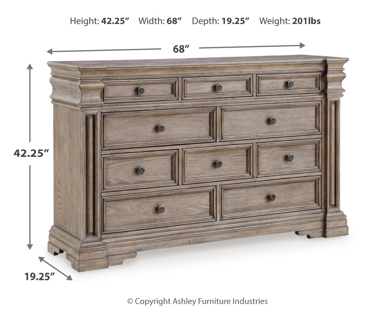 Blairhurst Light Grayish Cal. King Panel Bedroom Set, Brown