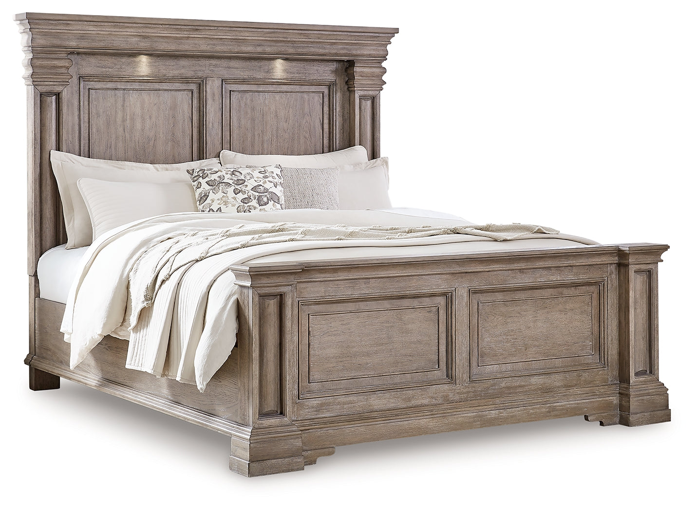 Blairhurst Light Grayish Queen Panel Bed. Dresser, Mirror, 2 Chests and 2 Nightstands, Bro