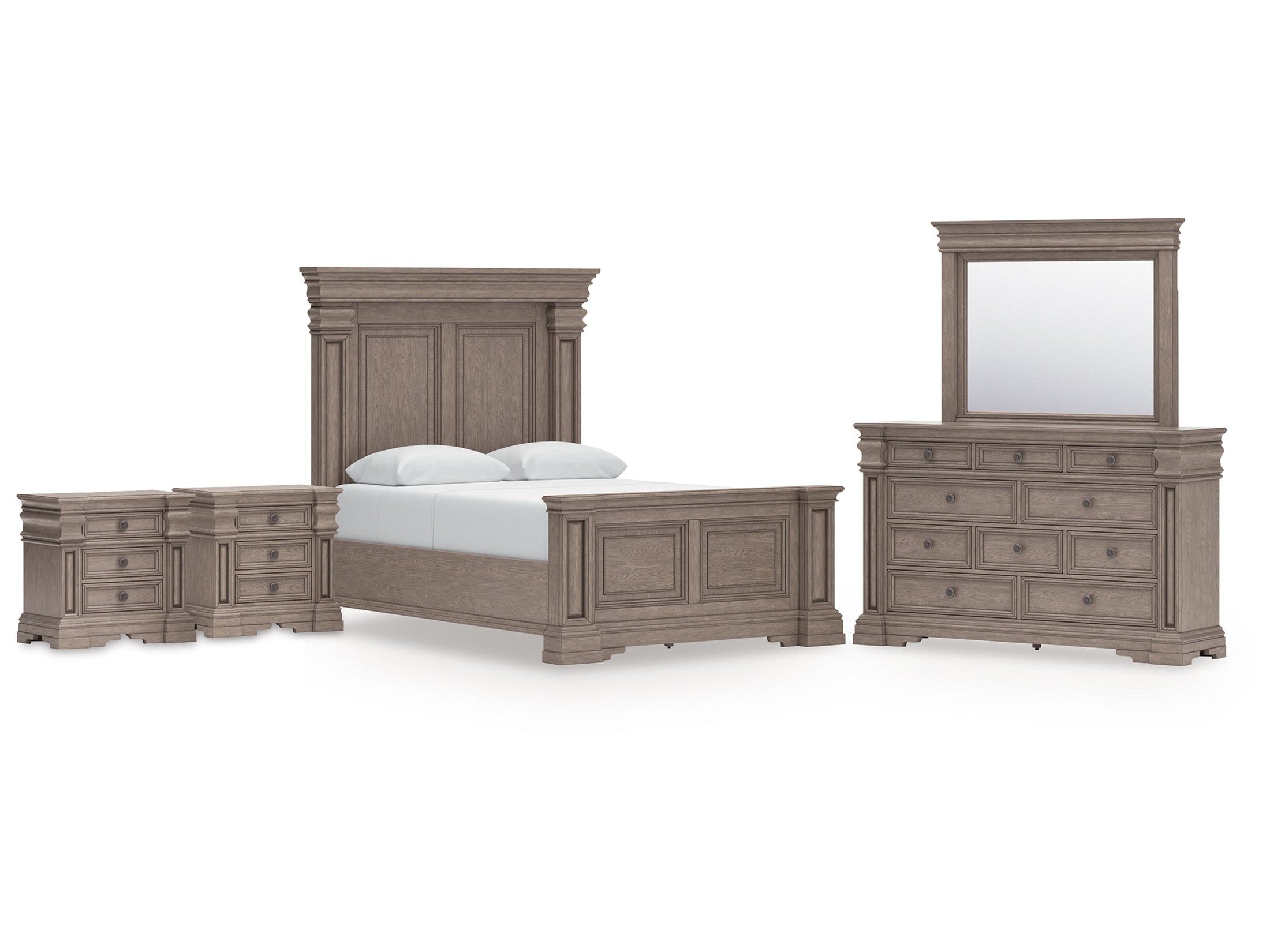 Blairhurst Light Grayish Queen Panel Bedroom Set, Brown