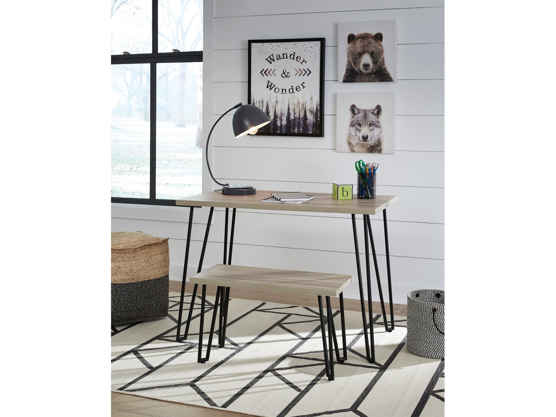 Blariden Brown/Black Desk w/ Bench
