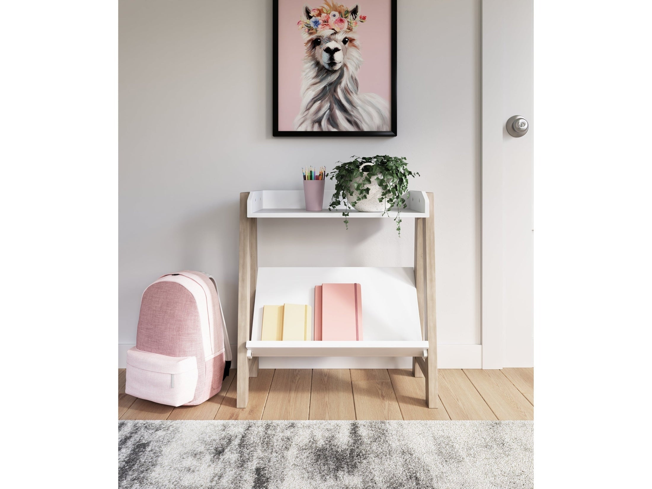 Blariden White/Tan Small Bookcase