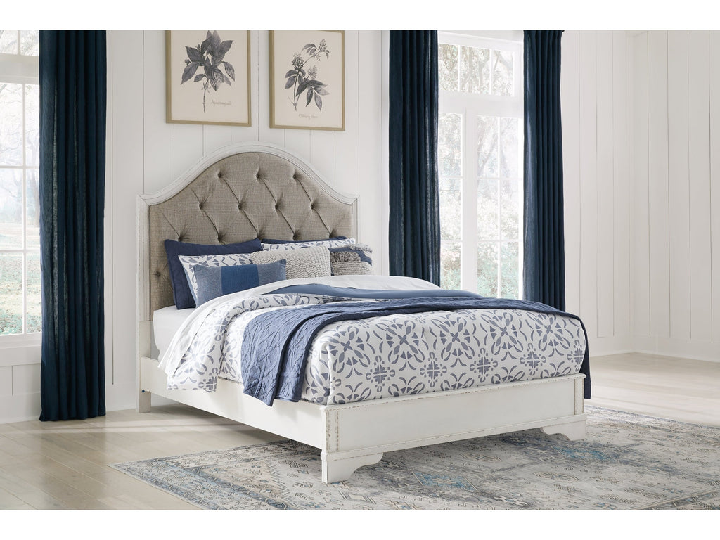 Blendon Rustic Brown Queen Upholstered Panel Bed