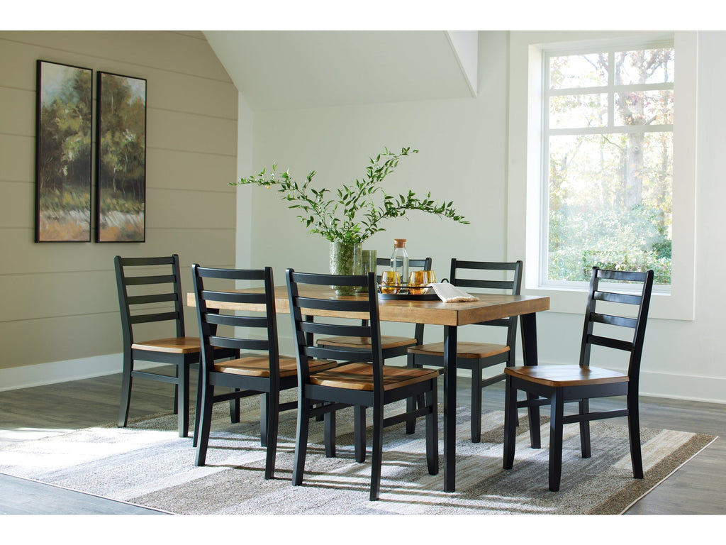 Blondon Brown & Black Dining Room Set (Set of 7)