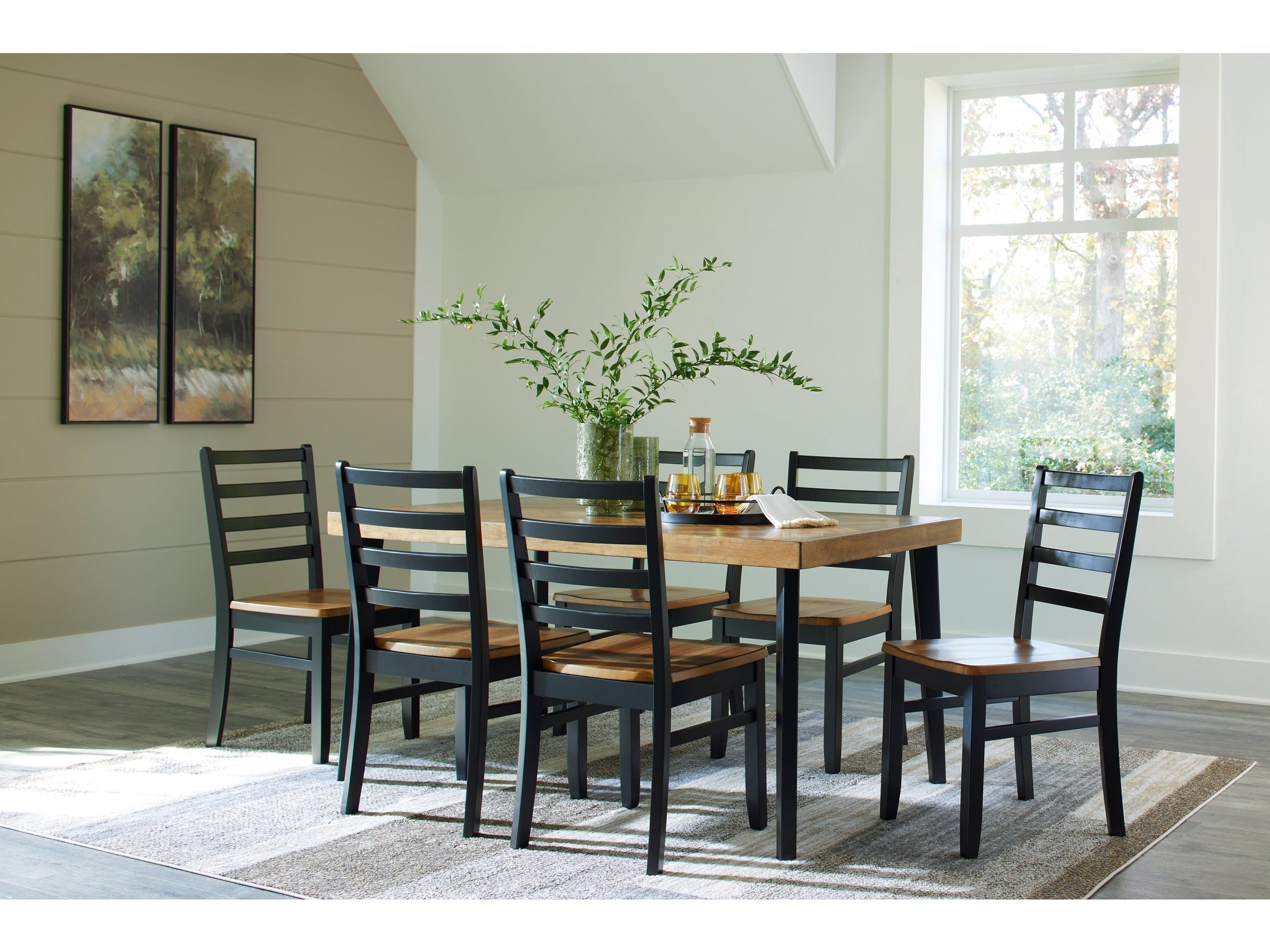 Blondon Brown & Black Dining Room Set (Set of 7)