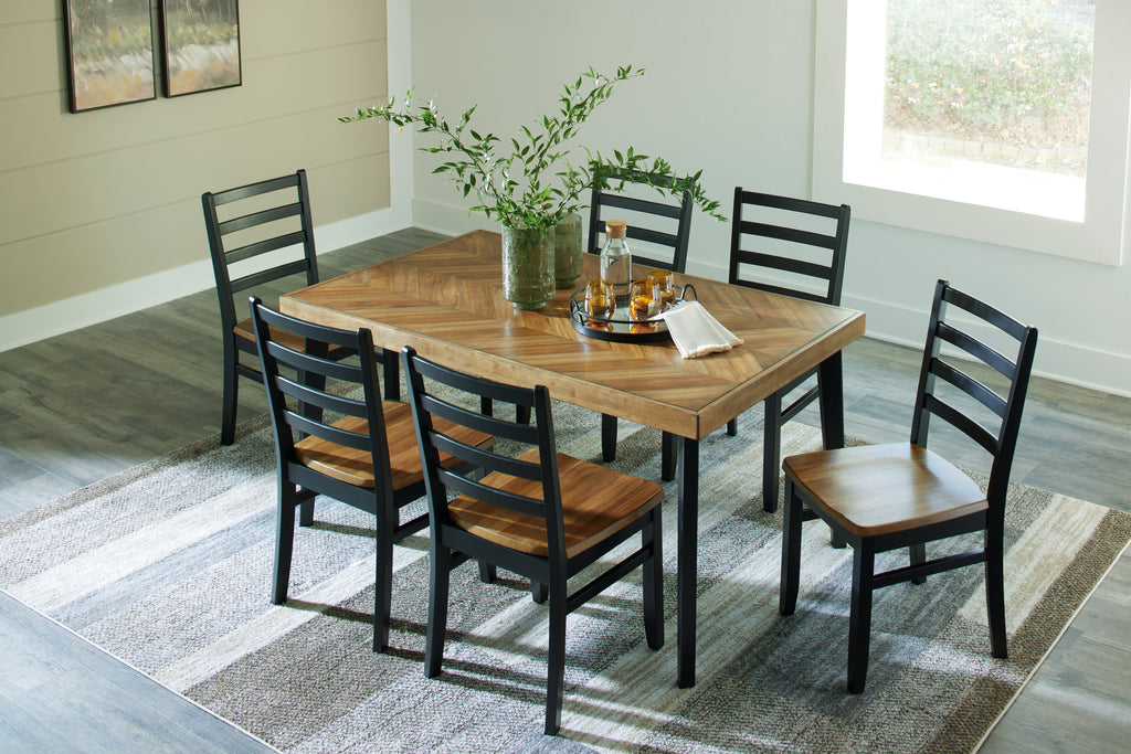 Blondon Brown & Black Dining Room Set (Set of 7)
