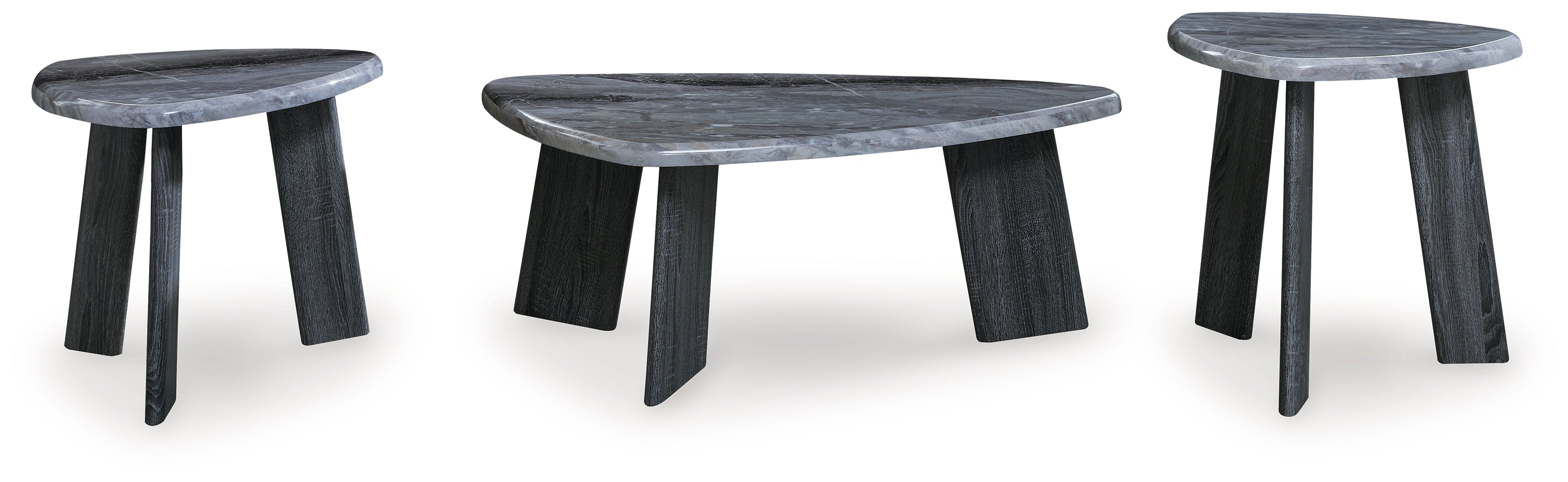 Bluebond Gray Faux Marble Coffee Table Set (Set of 3)