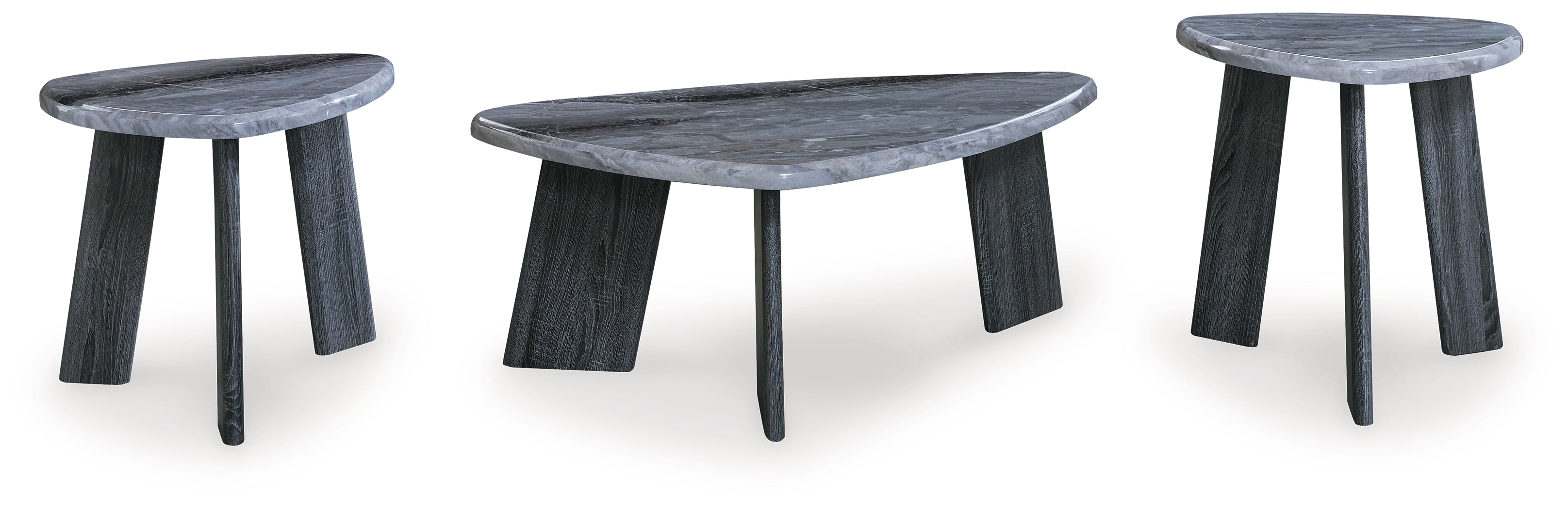 Bluebond Gray Faux Marble Coffee Table Set (Set of 3)