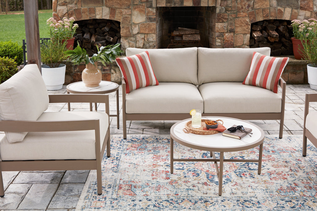 Bluff Trail Beige Love/Chairs/Tables Set (Set of 5)