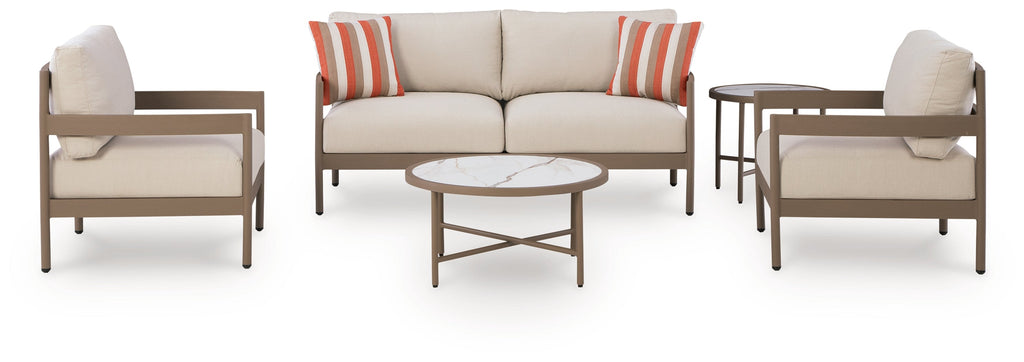 Bluff Trail Beige Love/Chairs/Tables Set (Set of 5)