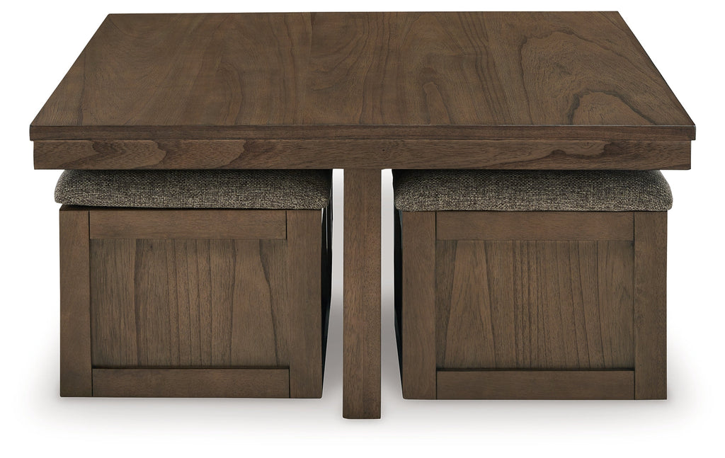 Boardernest Brown Coffee Table w/ 4 Stools