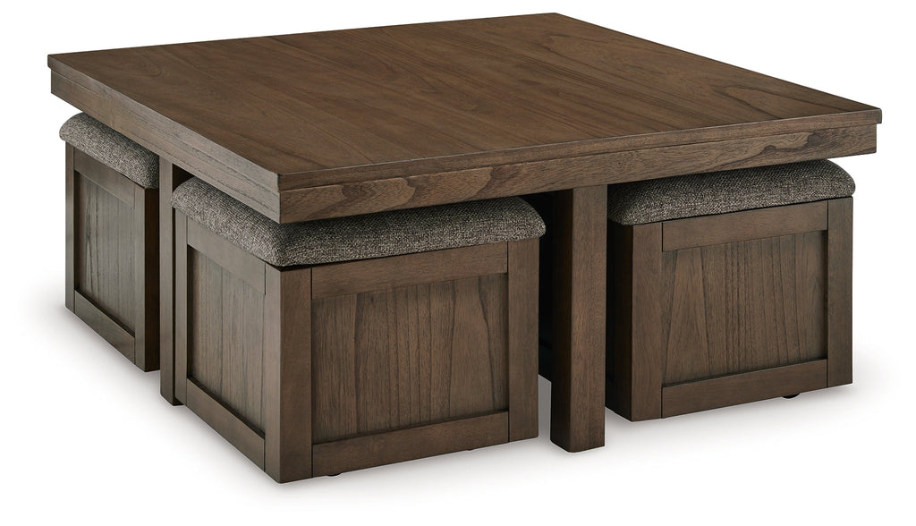 Boardernest Brown Coffee Table w/ 4 Stools