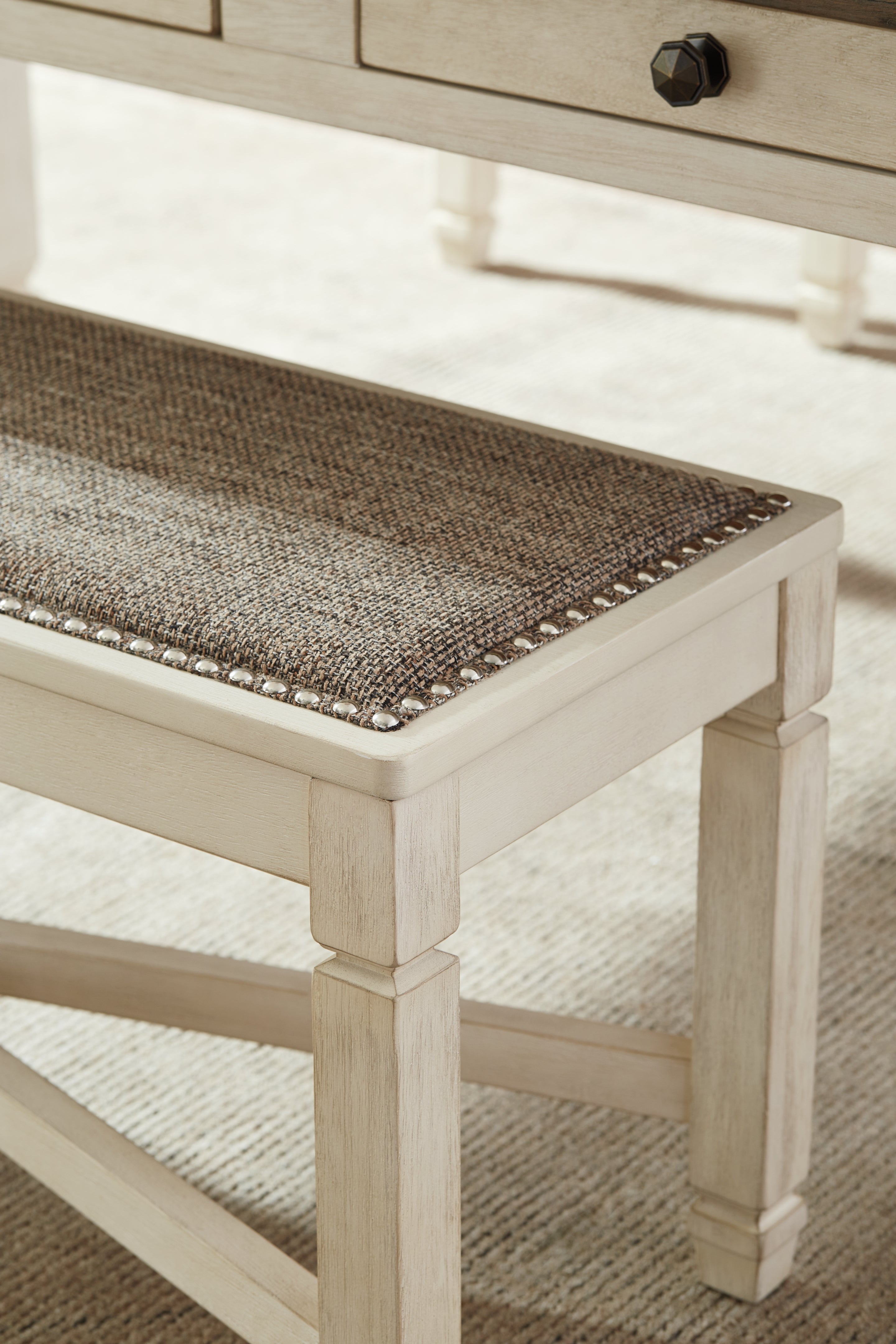 Bolanburg Antiqued White Large UPH Dining Room Bench