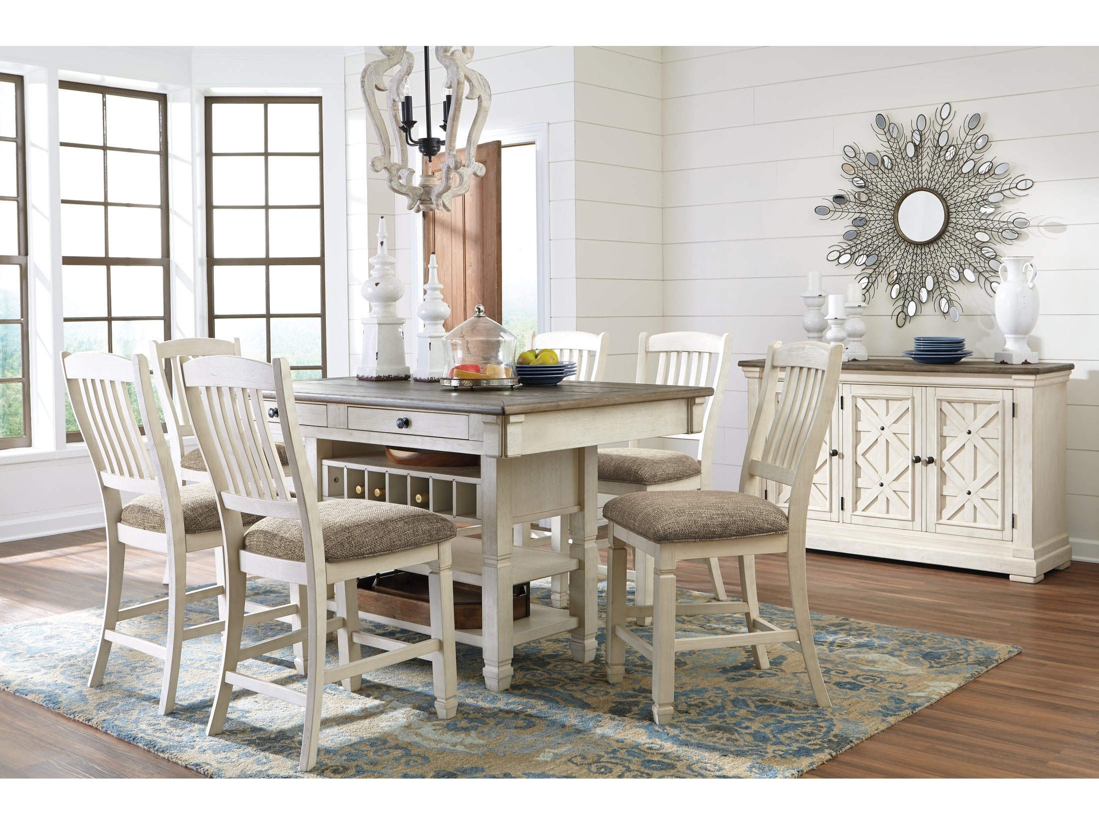 Bolanburg Antiqued White and Weathered Oak Dining Server