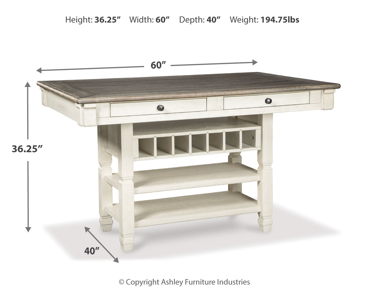 Bolanburg Counter Height Dining Table w/ Wine Rack
