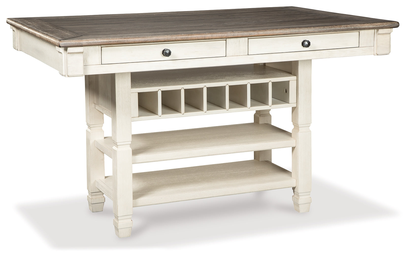Bolanburg Counter Height Dining Table, 4 Barstools, Bench and Server, Two-Tone