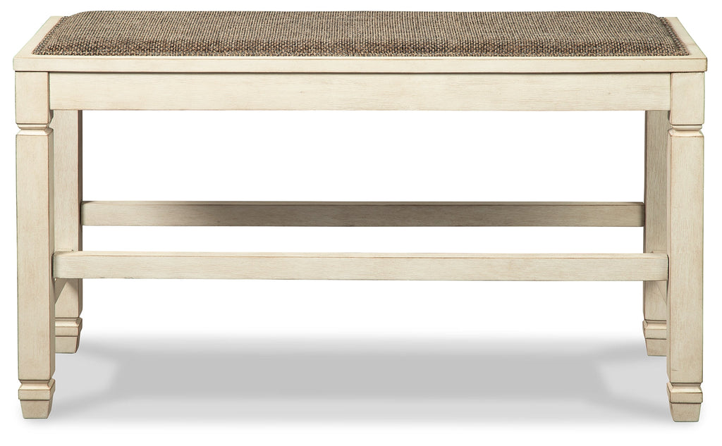 Bolanburg Counter Height Dining Table, 4 Stools, Bench and 2 Display Cabinets, Two-Tone