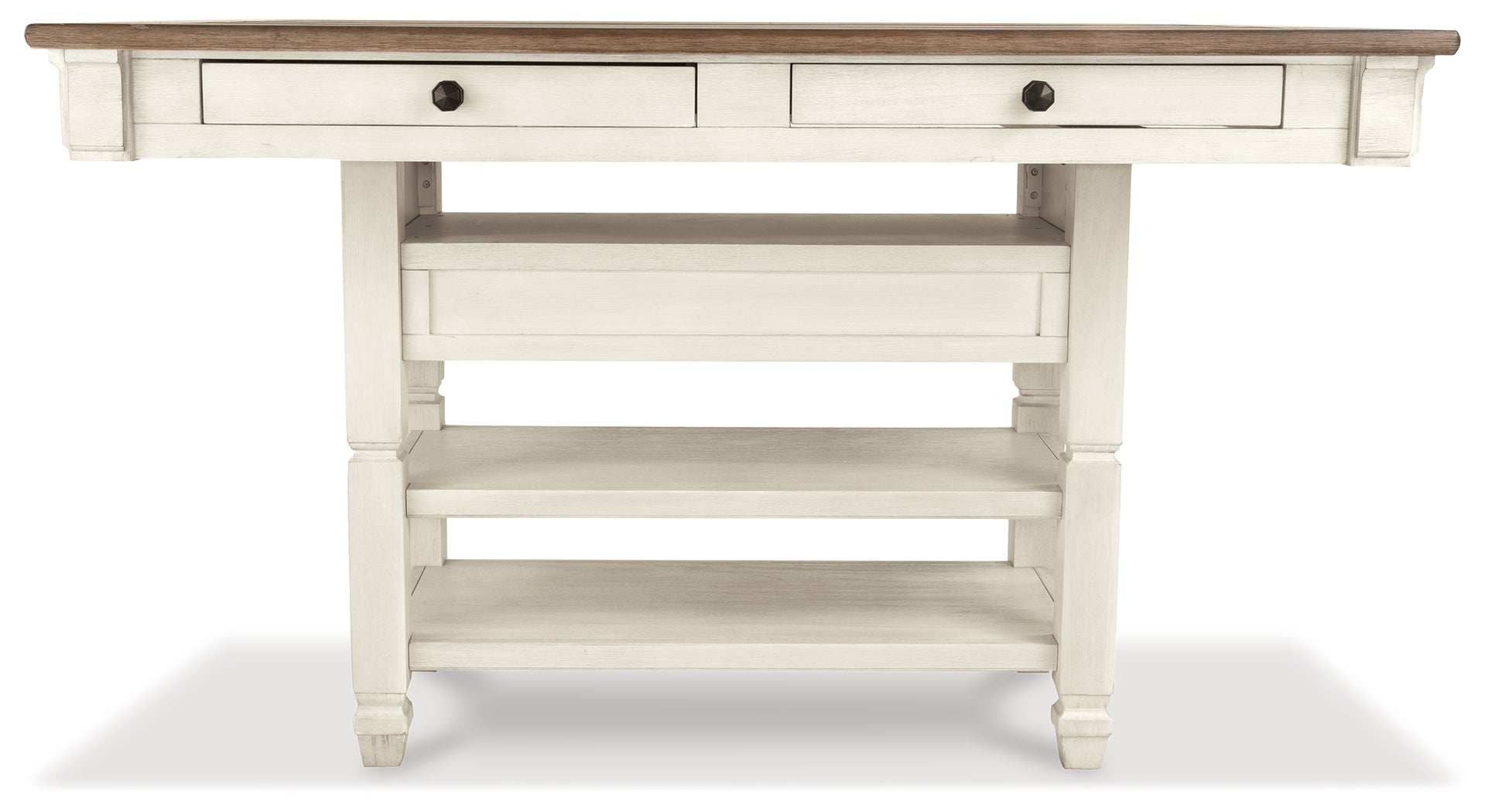 Bolanburg Counter Height Dining Table, 4 Stools, Bench and 2 Display Cabinets, Two-Tone