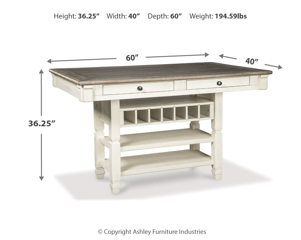 Bolanburg Two-tone Counter Height Dining Table and 4 Barstools