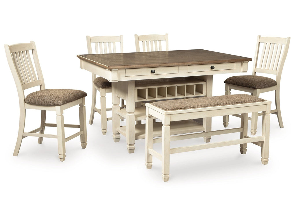 Bolanburg Counter Height Dining Table and 4 Barstools and Bench, Two-Tone