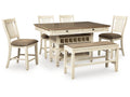 Bolanburg Counter Height Dining Table and 4 Barstools and Bench, Two-Tone
