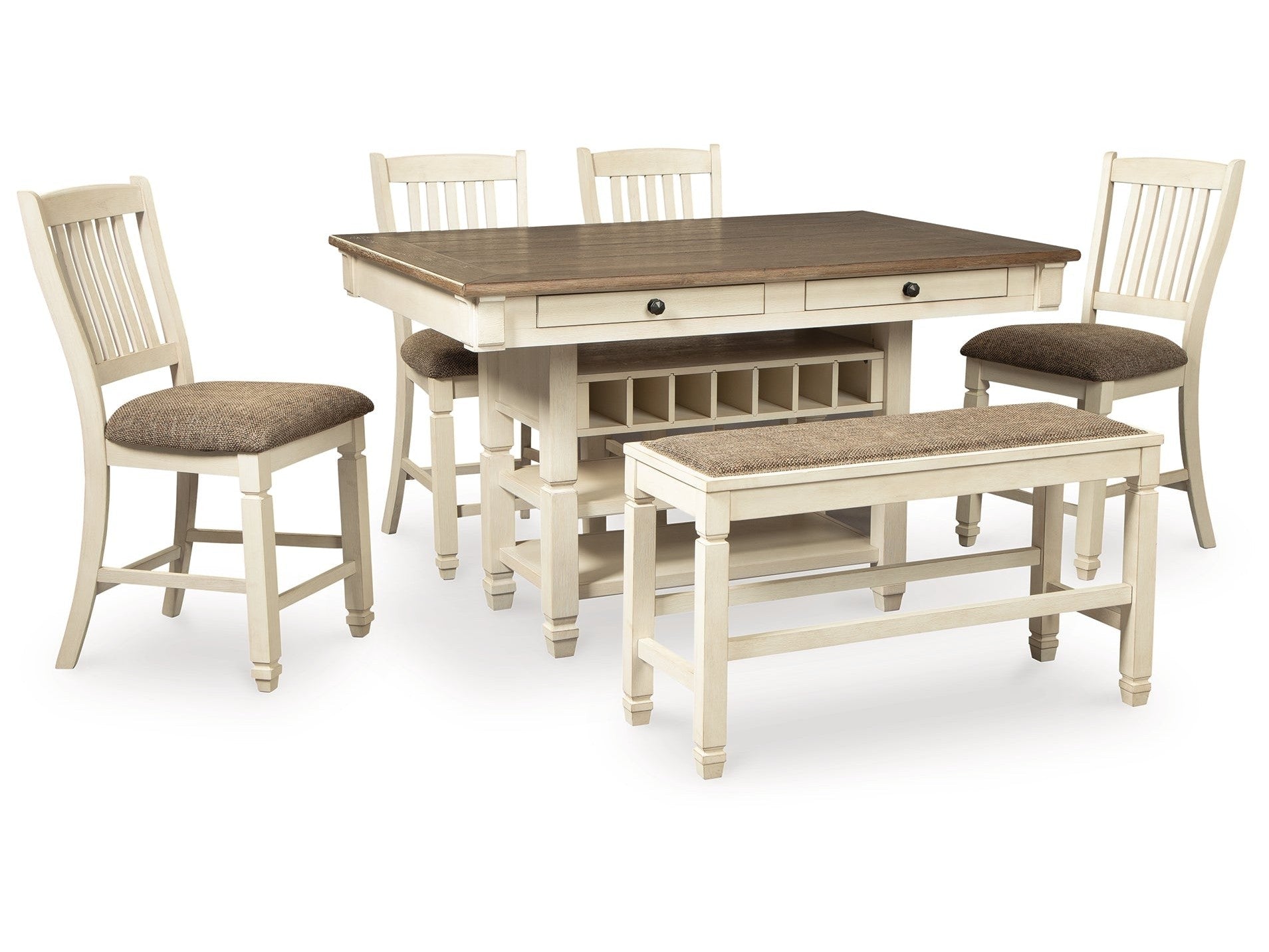 Bolanburg Counter Height Dining Table and 4 Barstools and Bench, Two-Tone