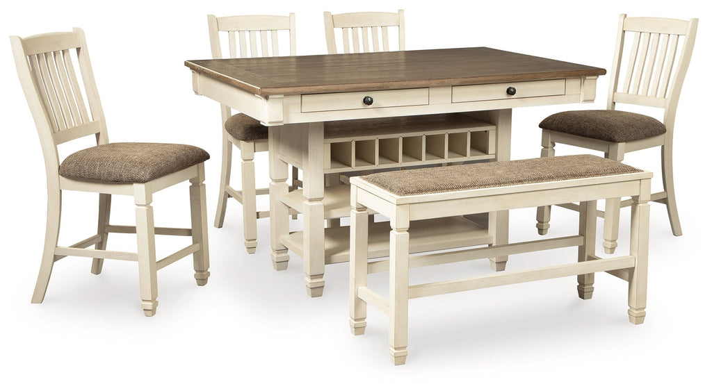 Bolanburg Counter Height Dining Table and 4 Barstools and Bench, Two-Tone
