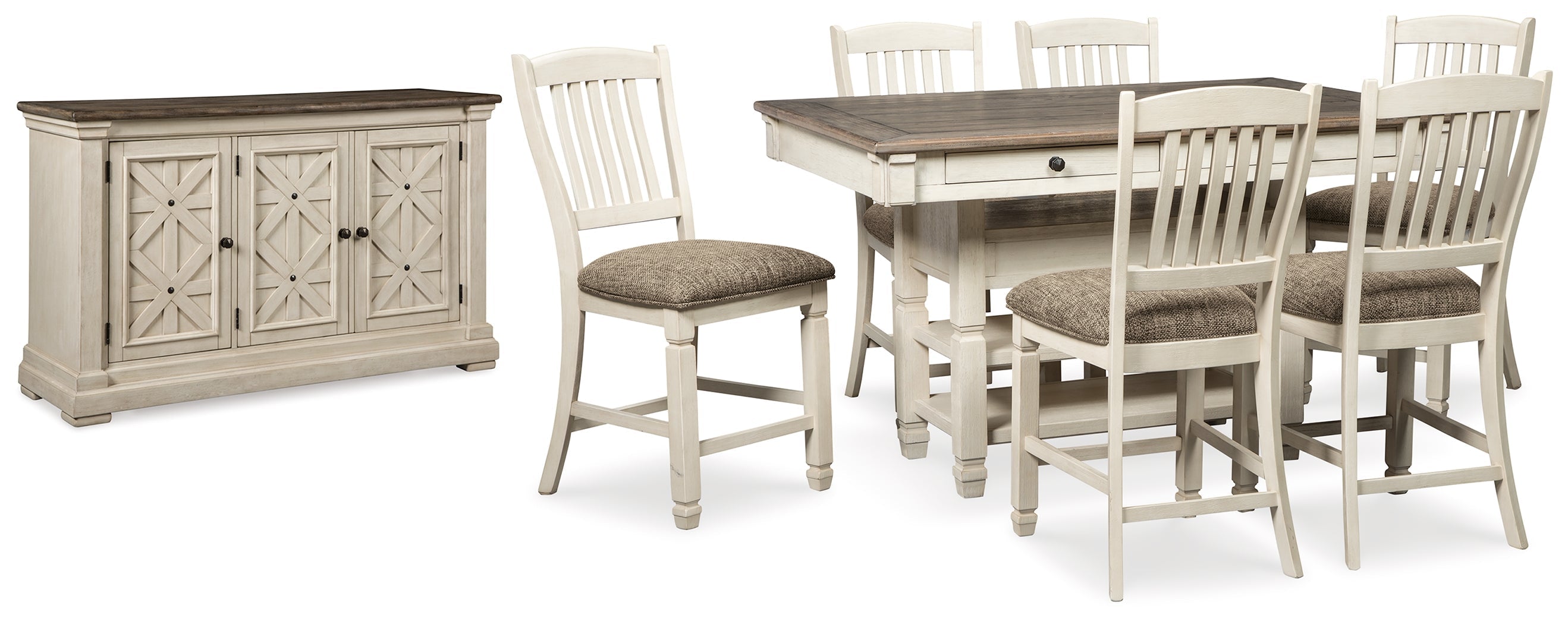 Bolanburg Counter Height Dining Table and 6 Barstools, Two-Tone