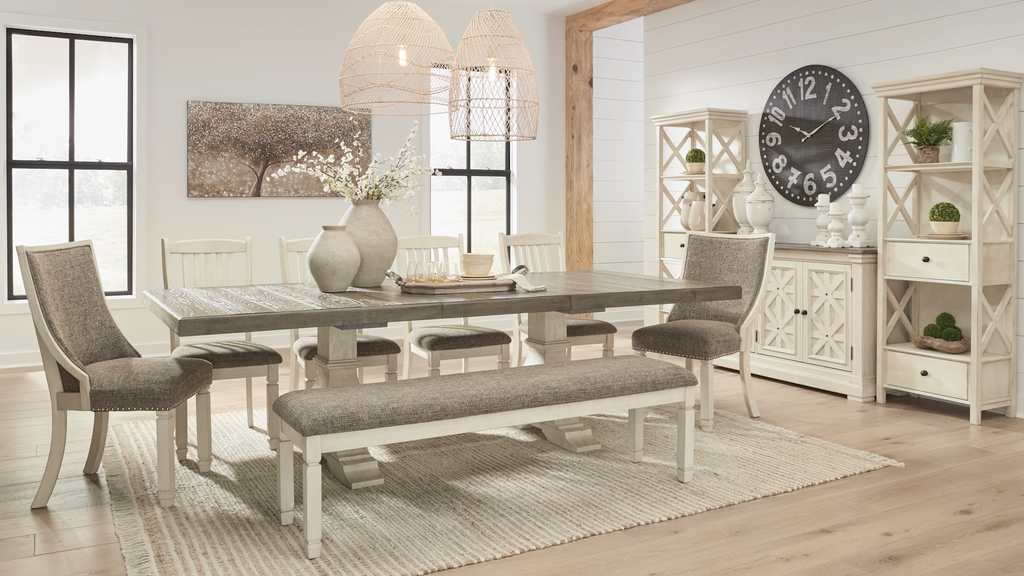 Bolanburg Dining Table, 2 Chairs, 2 Side Chairs and Bench, Two-Tone
