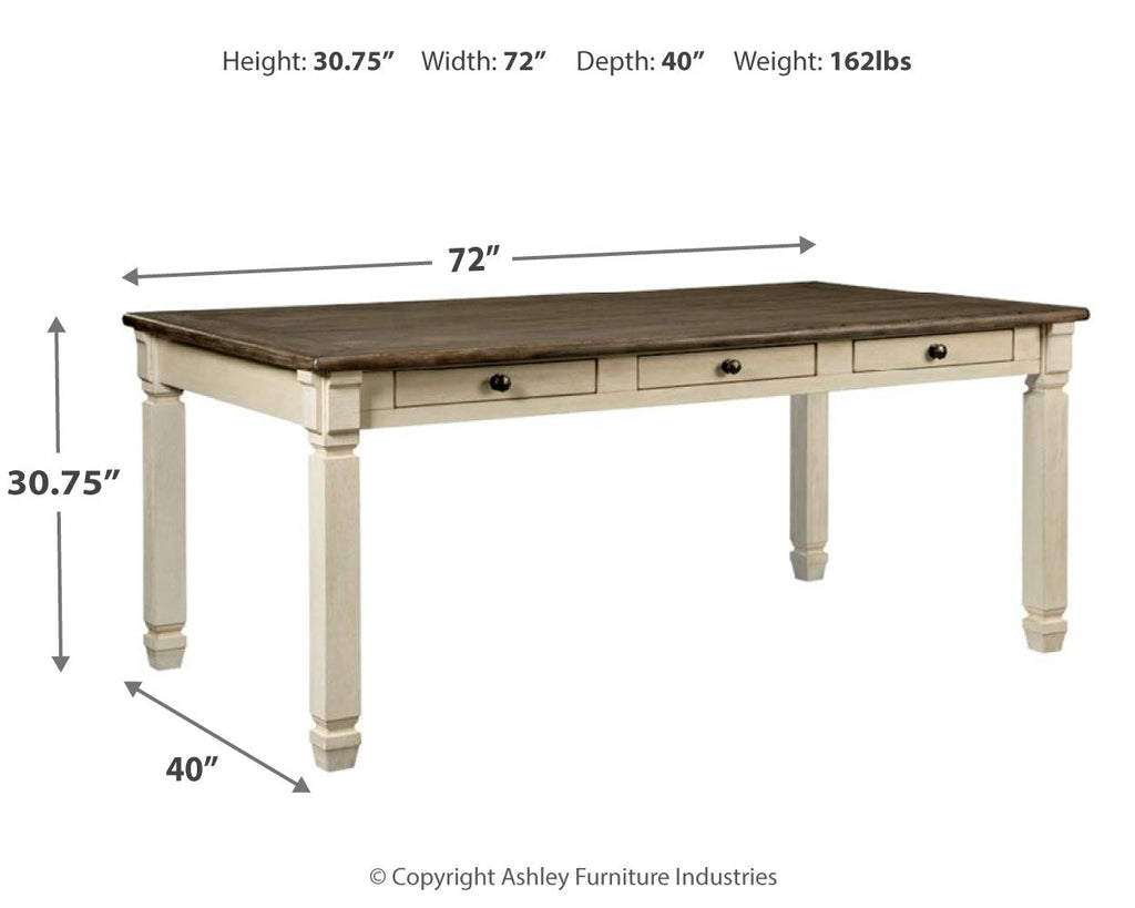 Bolanburg Dining Table, 6 Chairs, and Bench, Two-Tone