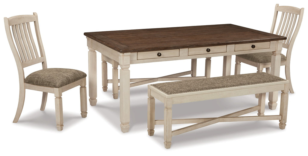 Bolanburg Two-tone Dining Table with 2 Chairs and 2 Benches