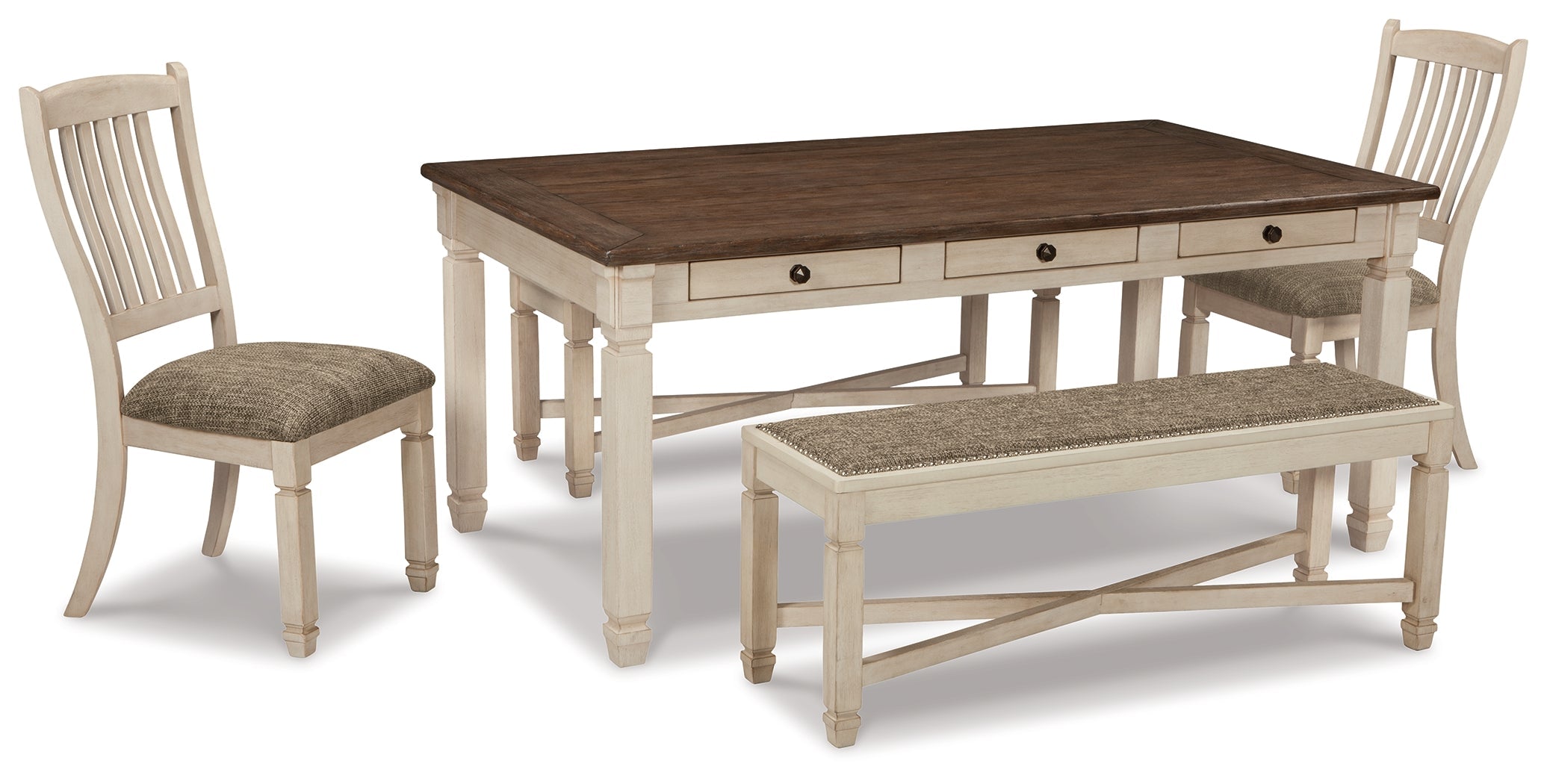 Bolanburg Two-tone Dining Table with 2 Chairs and 2 Benches
