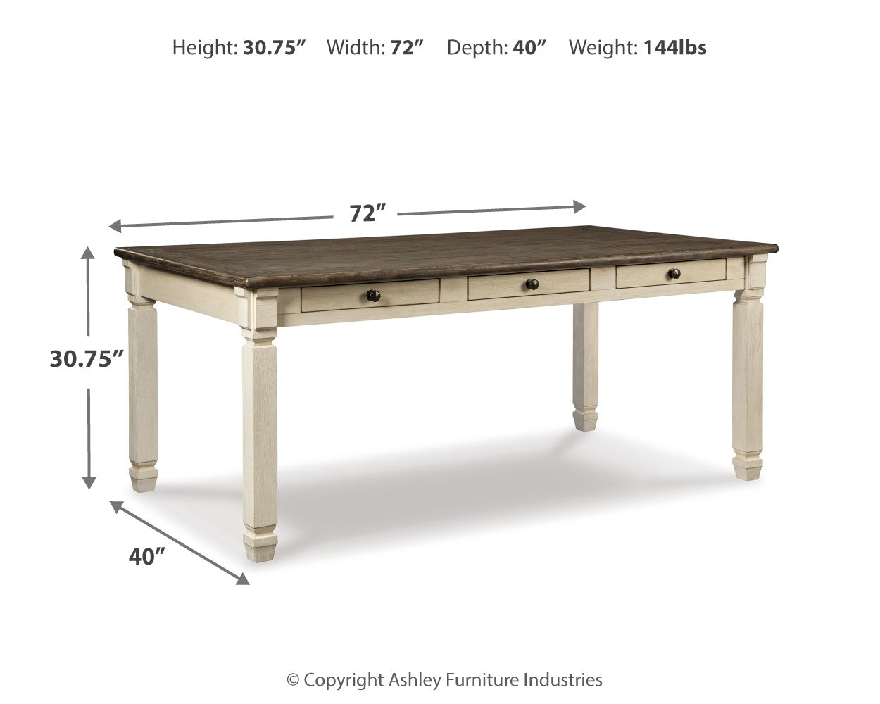Bolanburg Two-tone Dining Table with 4 Chairs