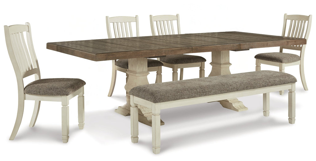 Bolanburg Two-tone Extension Dining Table, 4 Chairs and Bench