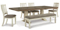 Bolanburg Two-tone Extension Dining Table, 4 Chairs and Bench