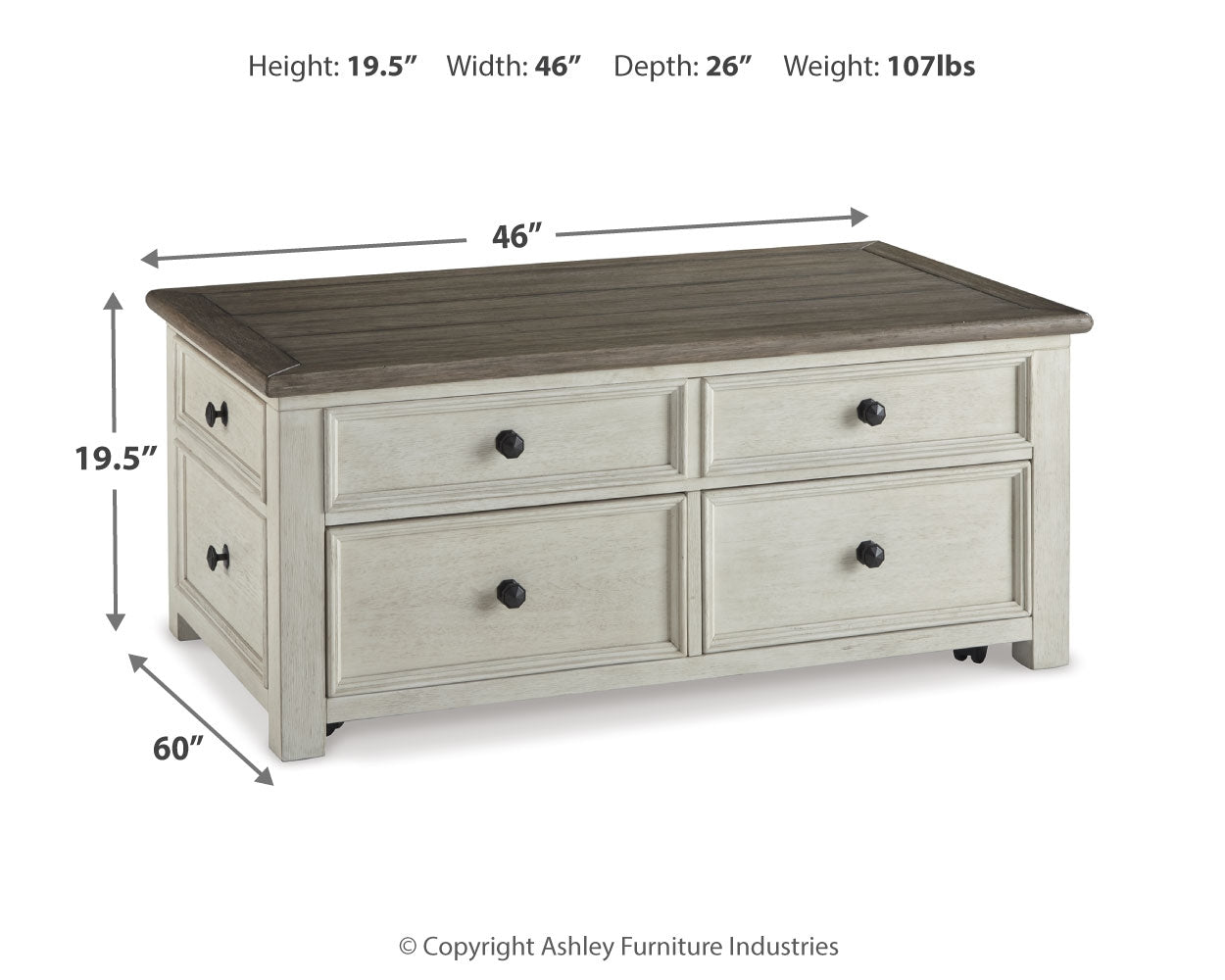 Bolanburg White & Oak Lift Top Coffee Table