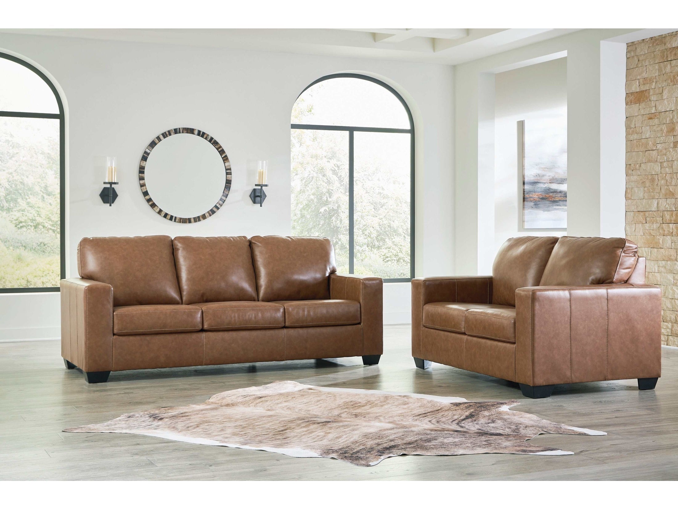 Bolsena Caramel Leather Living Room Set / 2pc