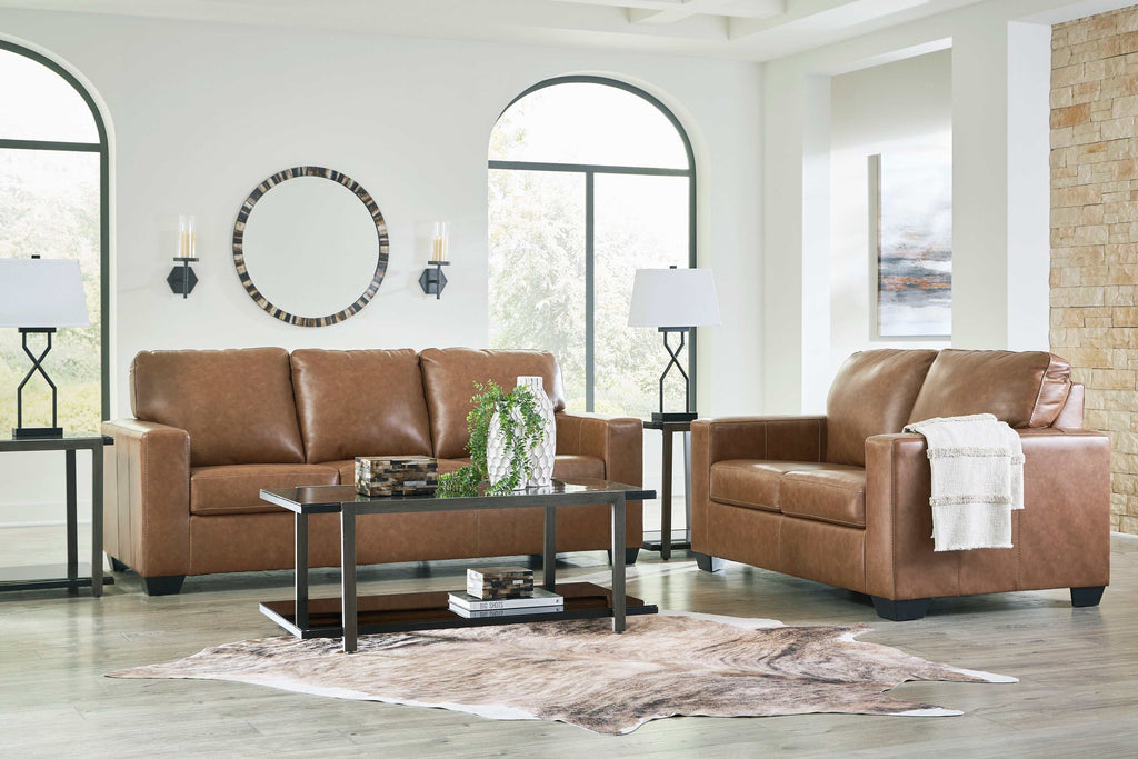 Bolsena Caramel Leather Living Room Set / 2pc