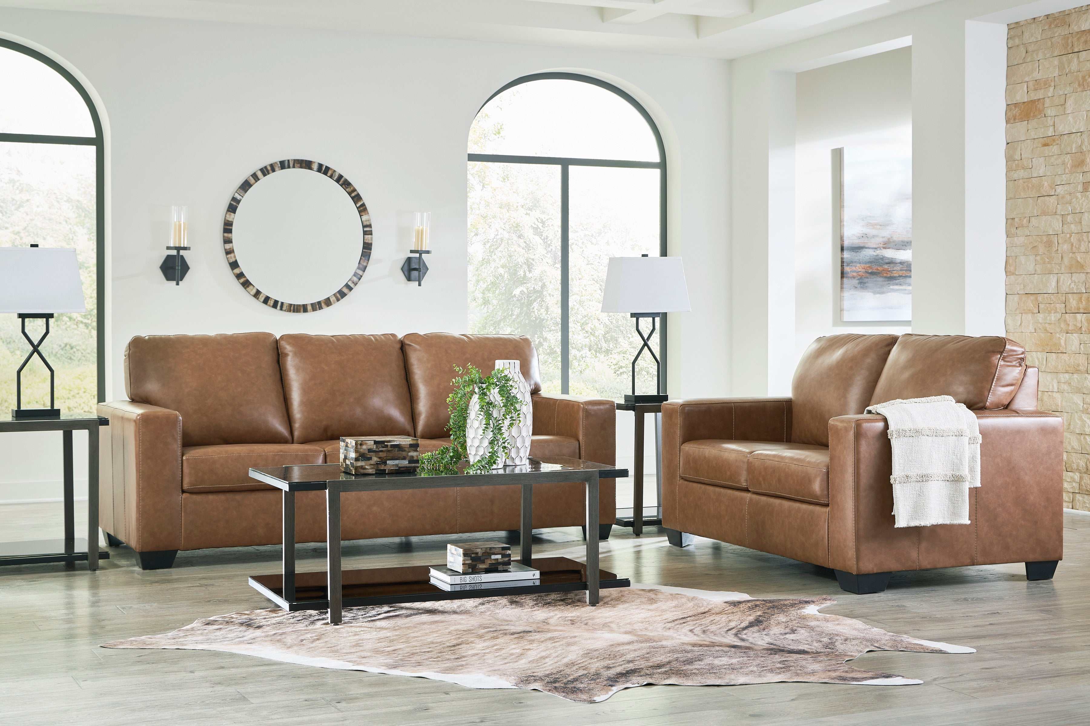 Bolsena Caramel Leather Living Room Set / 2pc