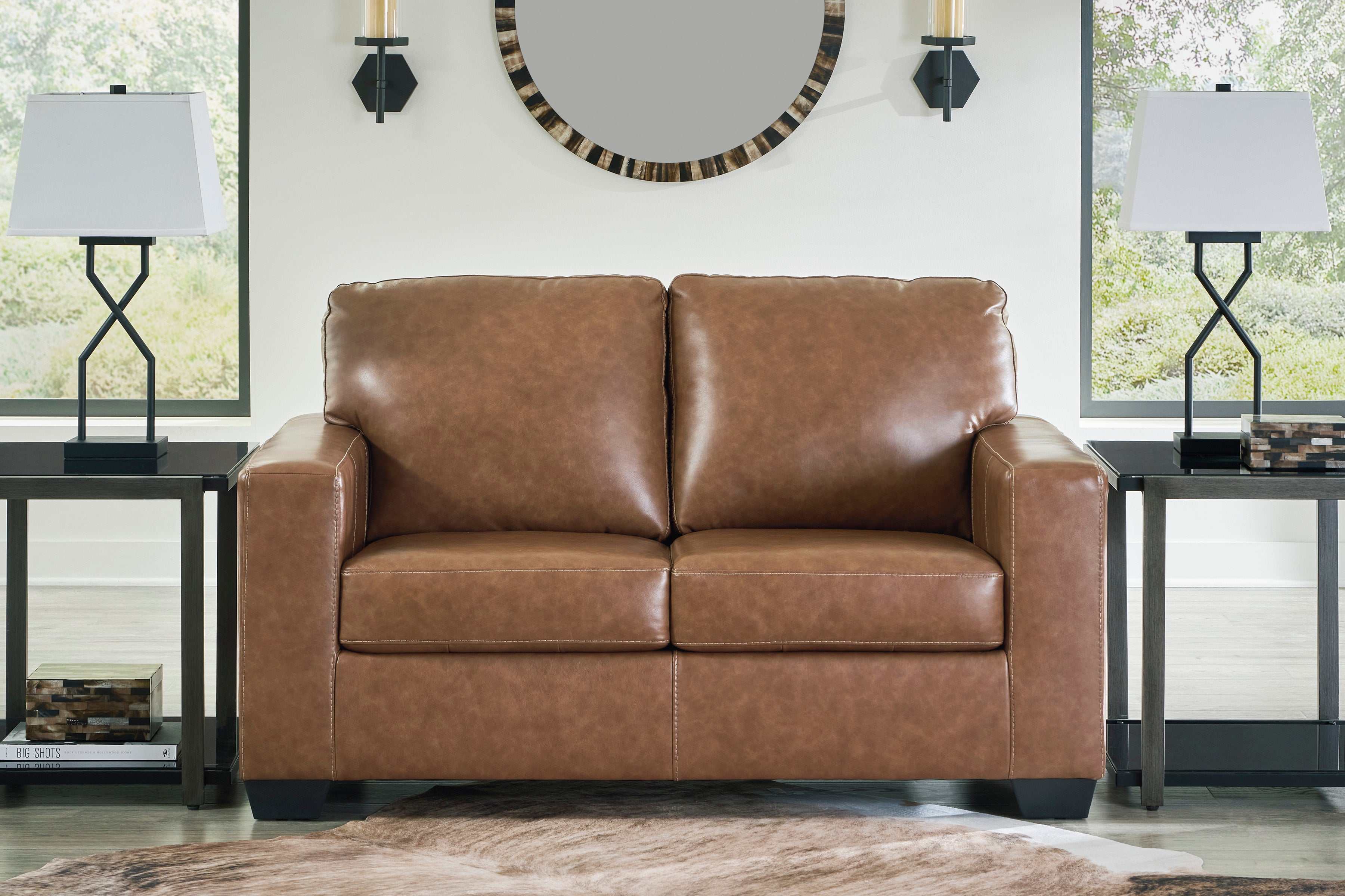 Bolsena Caramel Leather Living Room Set / 2pc