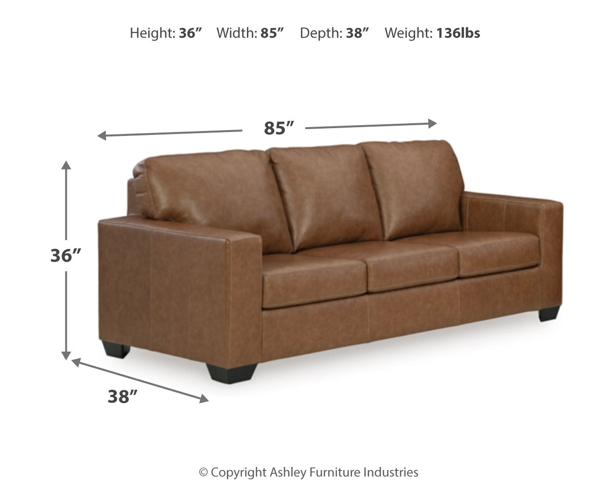 Bolsena Caramel Sofa, Loveseat and Recliner
