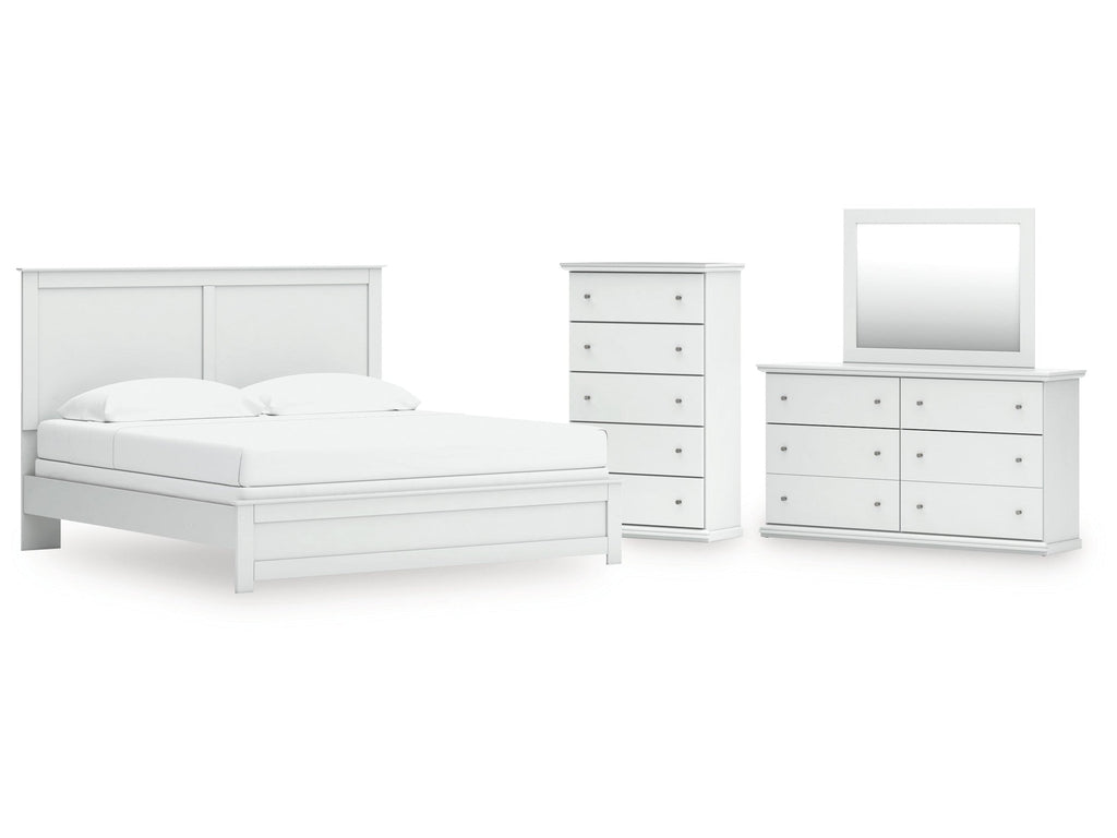 Bostwick Shoals King Panel Bed, Dresser, Mirror and Chest