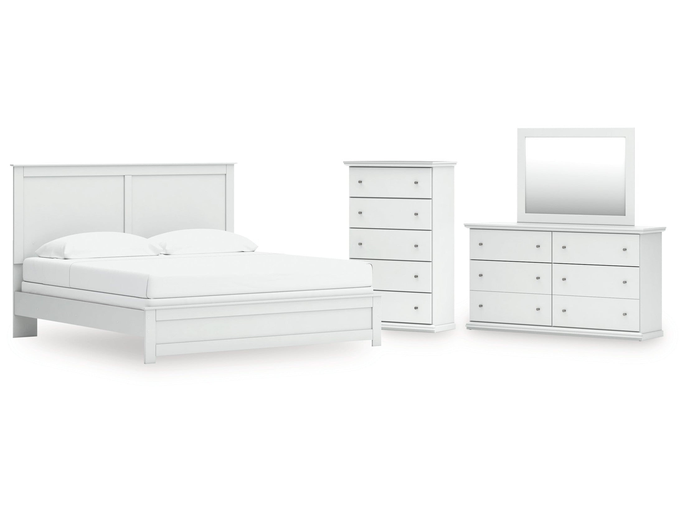 Bostwick Shoals King Panel Bed, Dresser, Mirror and Chest