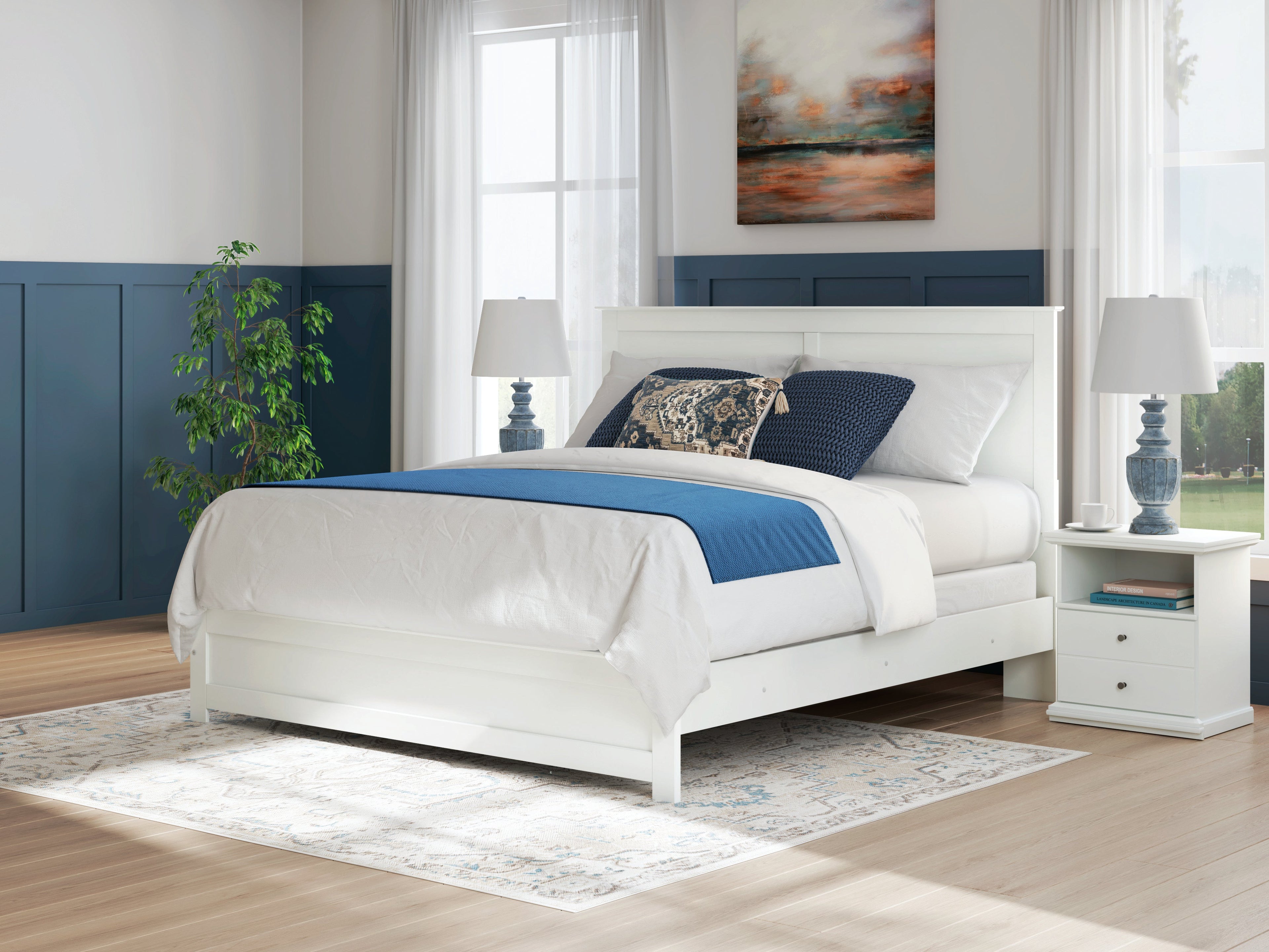 Bostwick Shoals White King Panel Bed, Chest and Nightstand